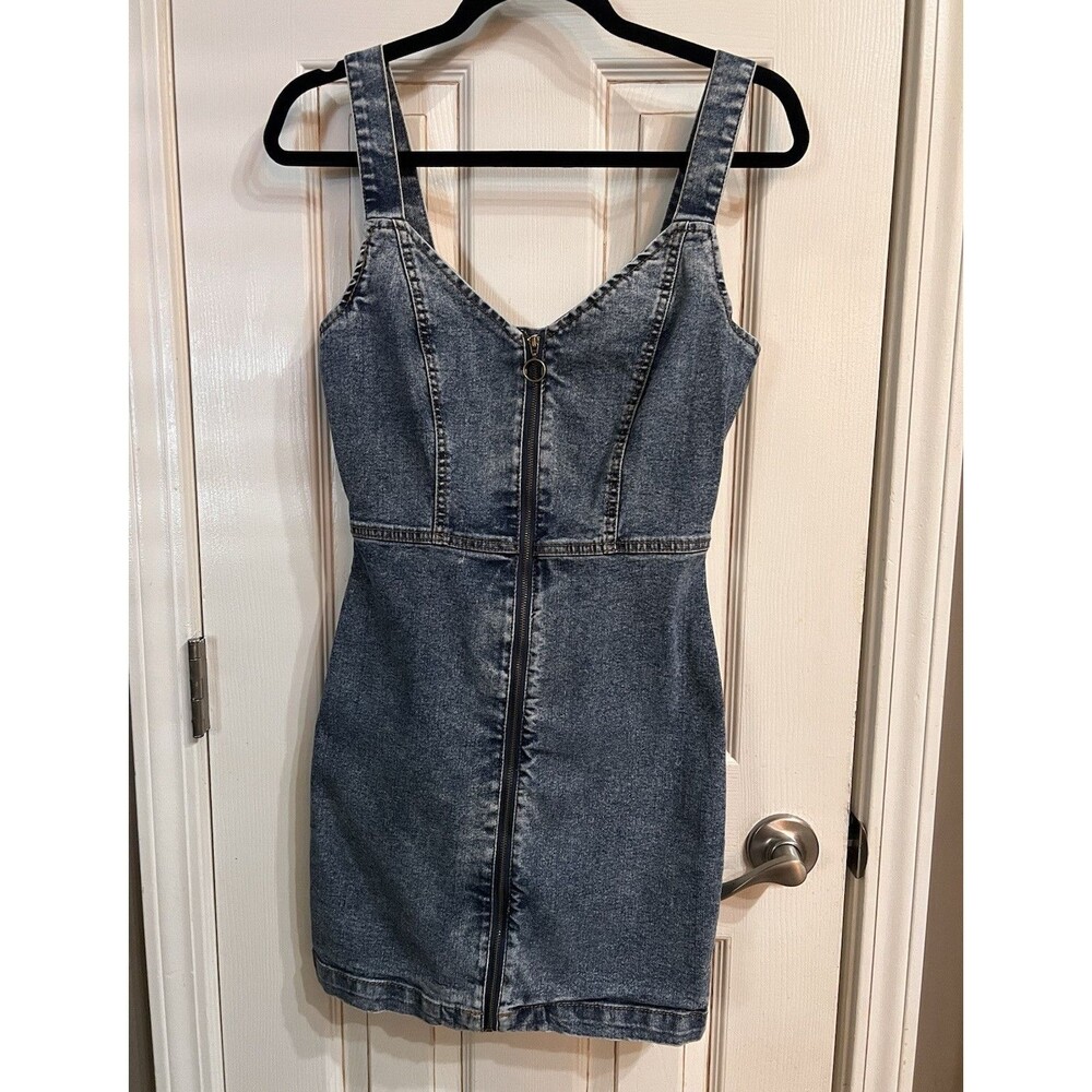 RE generation by Celebrity Pink XS Blue Denim Bodycon Mini Dress Zip Front